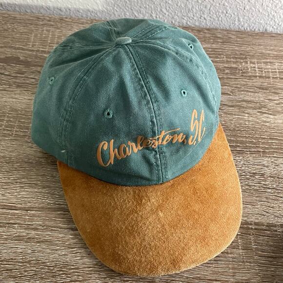 Vintage Charleston SC Baseball Cap Green Brown Adjustable Strapback Hat Headwear - Picture 7 of 12